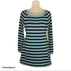 Merona Blue Striped Long Sleeve Tunic Top Size Medium